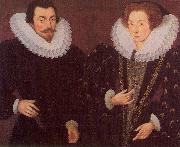 Hieronimo Custodis Sir John Harington and his wfie, Mary Rogers, Lady Harington oil on canvas